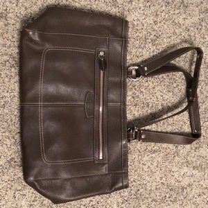 Brown leather coach bag